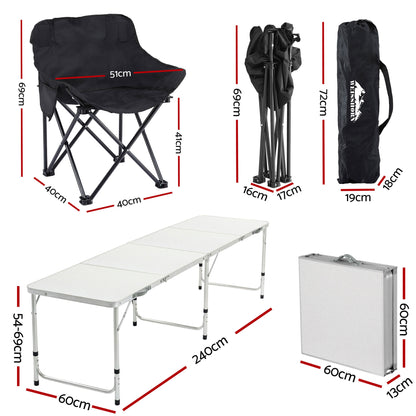 Weisshorn 7-Piece Camping Set – Table & 6 Moon Chairs