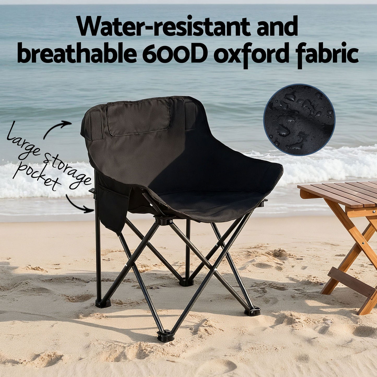Weisshorn 7-Piece Camping Set – Table & 6 Moon Chairs