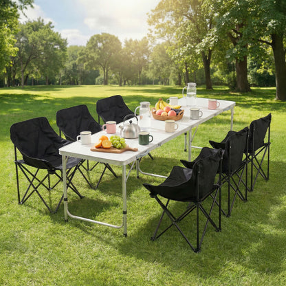 Weisshorn 7-Piece Camping Set – Table & 6 Moon Chairs