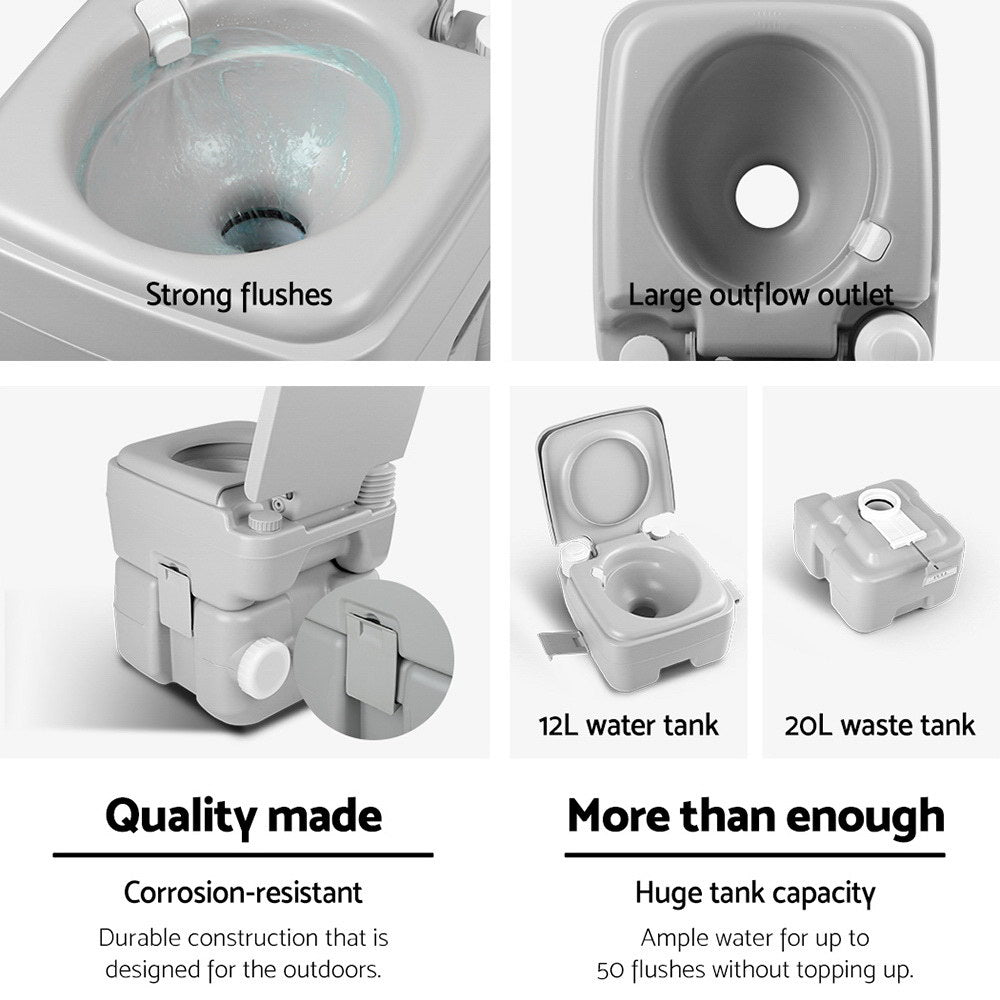 Weisshorn 20L Portable Camping Toilet – Outdoor Flush Boating