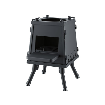 Grillz Portable Wood Burning Fire Pit & Camp Stove – Cast Iron Outdoor BBQ