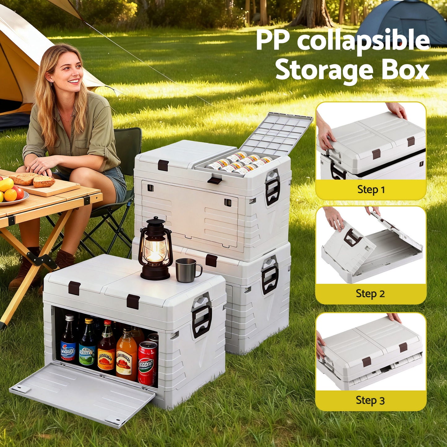 Gardeon 60L Foldable Camping Storage Box – Collapsible Bin Organiser