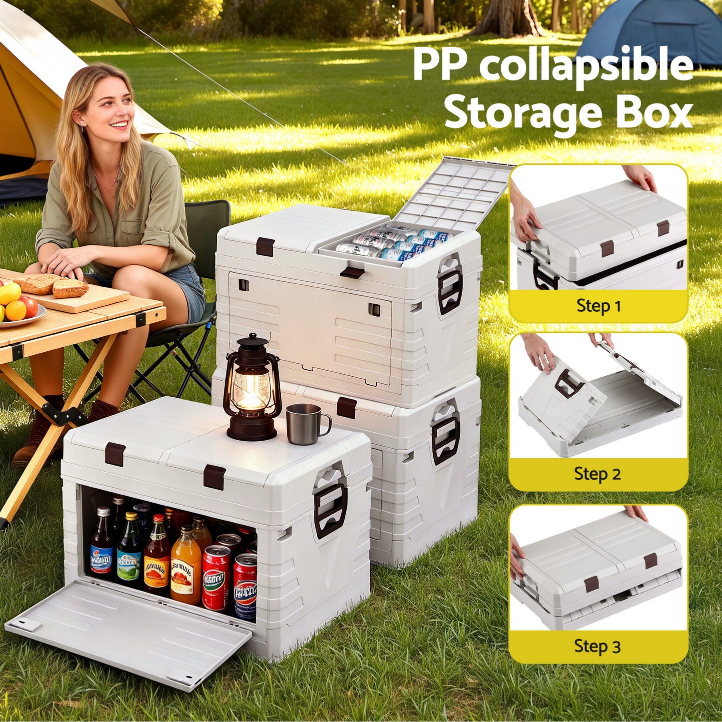 Gardeon 80L Foldable Camping Storage Box – Collapsible Bin Organiser