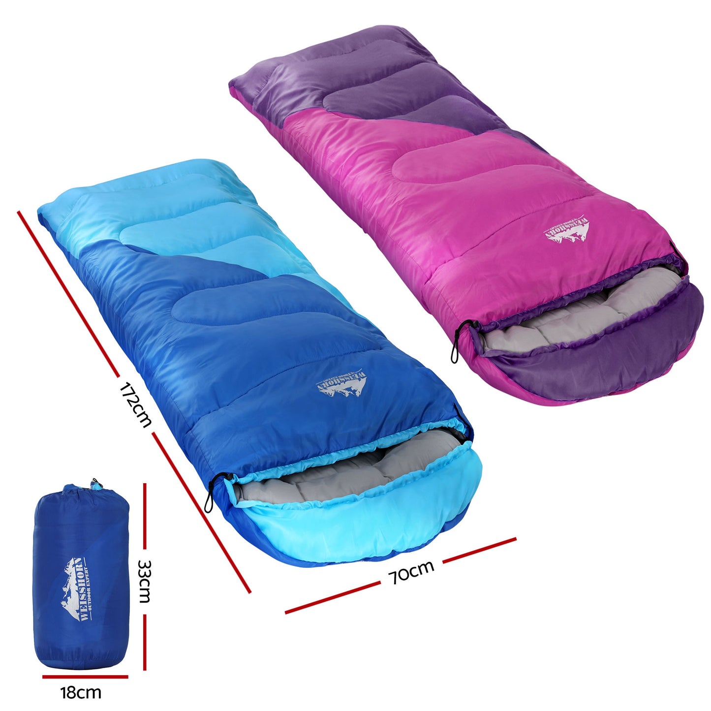 Weisshorn Kids Sleeping Bag Set of 2 – 172cm Thermal Camping