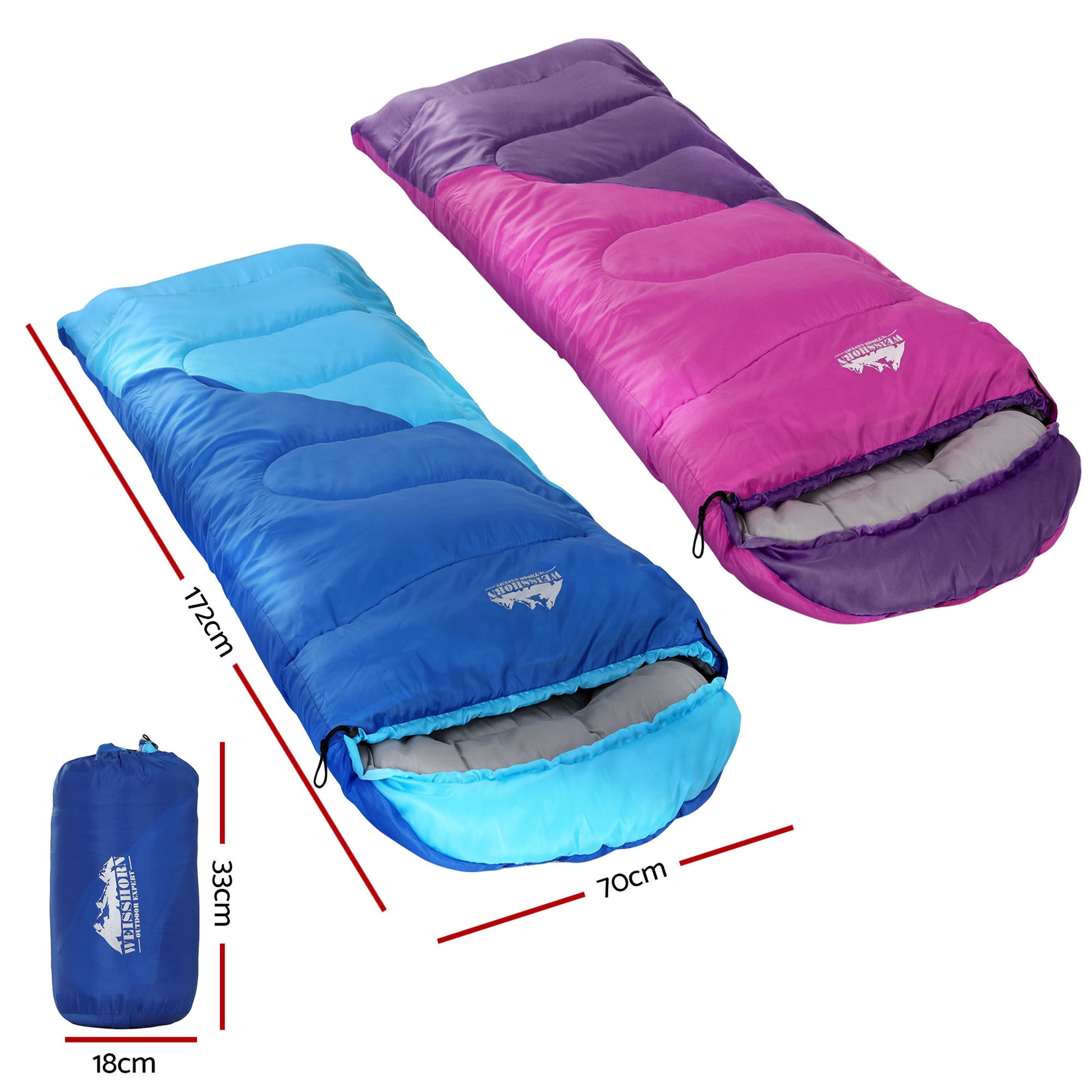 Weisshorn Kids Sleeping Bag Set of 2 – 172cm Thermal Camping