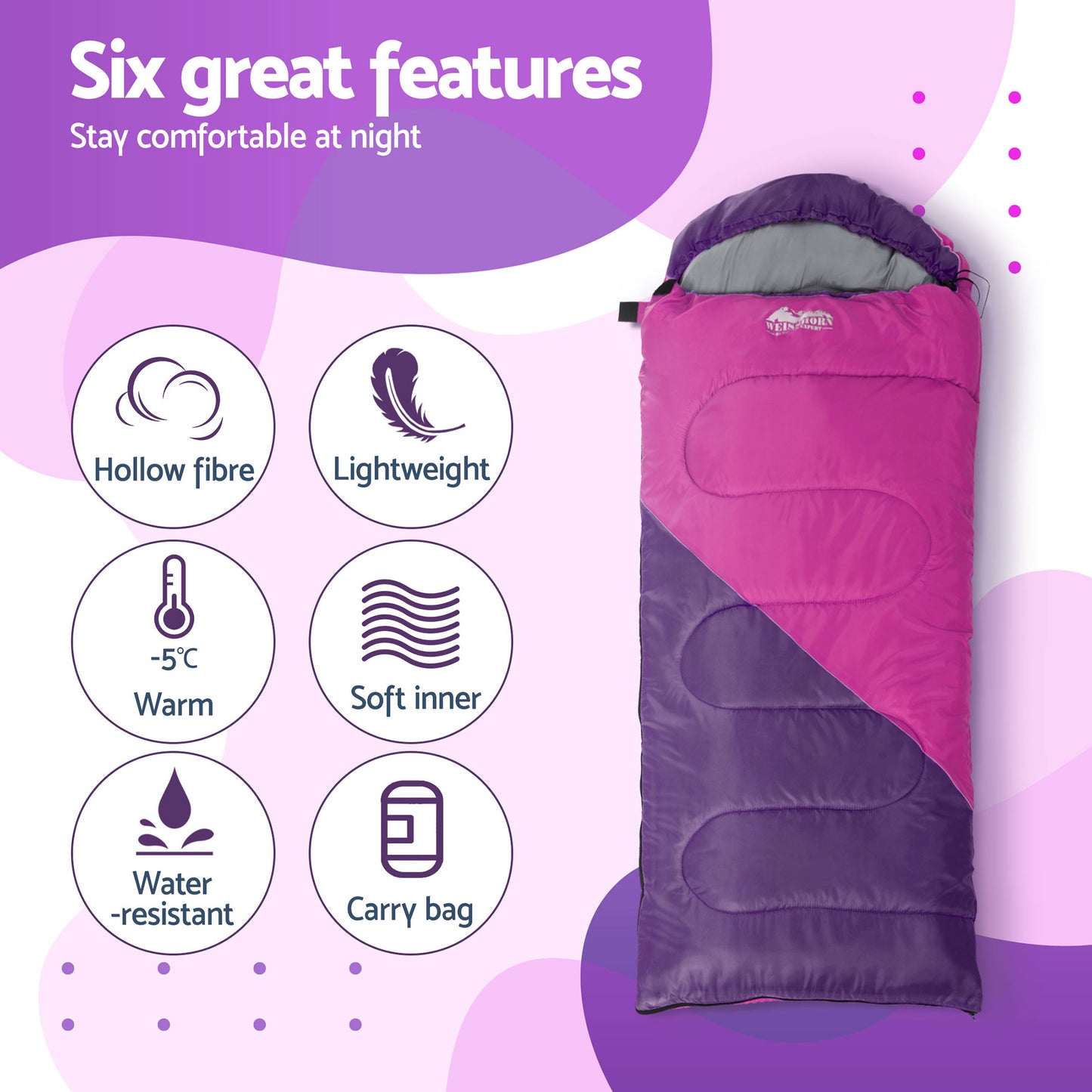 Weisshorn Kids Sleeping Bag Set of 2 – 172cm Thermal Camping