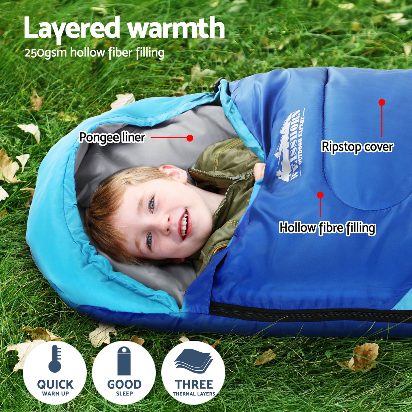 Weisshorn Kids Sleeping Bag Set of 2 – 172cm Thermal Camping