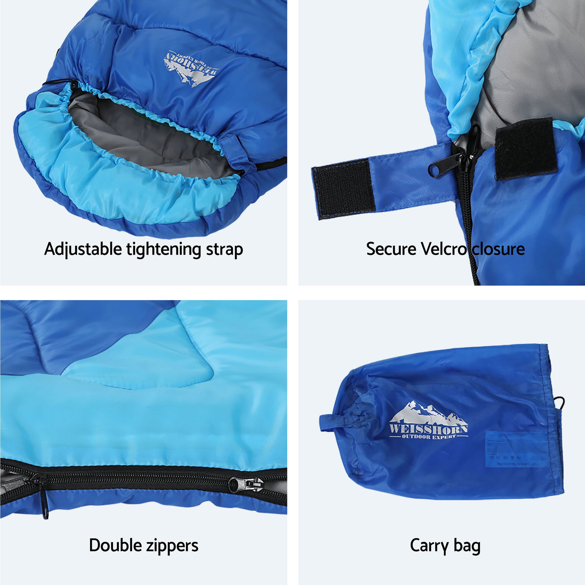 Weisshorn Kids Sleeping Bag Set of 2 – 172cm Thermal Camping
