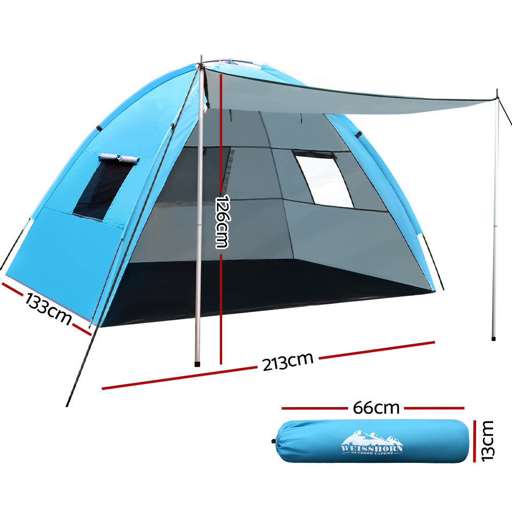Weisshorn 4-Person Pop-Up Beach Tent – Instant Shelter, Sun Shade & Camping
