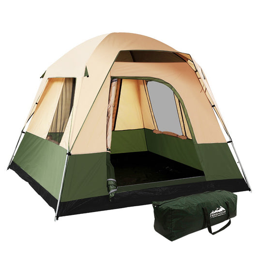 Weisshorn 4-Person Family Camping Tent – Dome Green