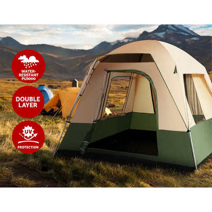 Weisshorn 4-Person Family Camping Tent – Dome Green