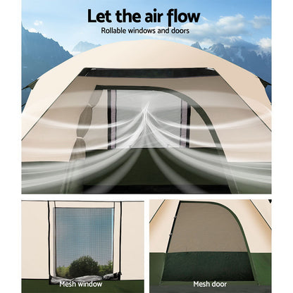 Weisshorn 4-Person Family Camping Tent – Dome Green
