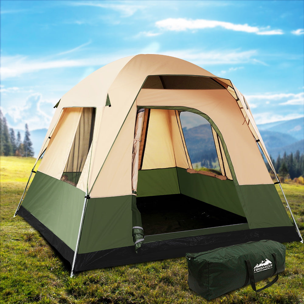 Weisshorn 4-Person Family Camping Tent – Dome Green