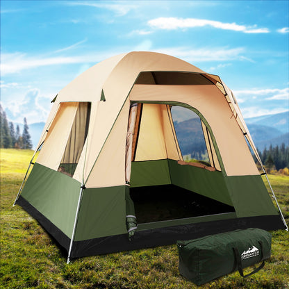 Weisshorn 4-Person Family Camping Tent – Dome Green