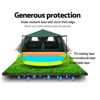 Weisshorn 8-Person Instant Up Camping Tent – 3-Room Pop Up Dome