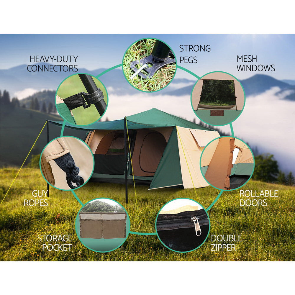 Weisshorn 8-Person Instant Up Camping Tent – 3-Room Pop Up Dome