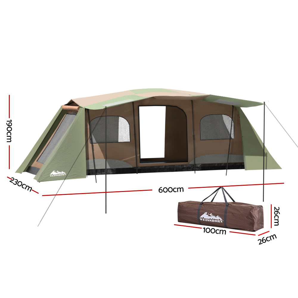 Weisshorn 10-Person Instant Up Camping Tent – 3 Rooms Family Hiking