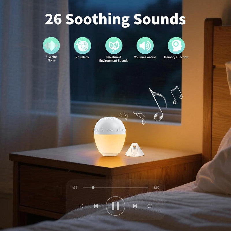 3-in-1 Smart White Noise Machine – Baby & Kids Sleep Aid with Night Light