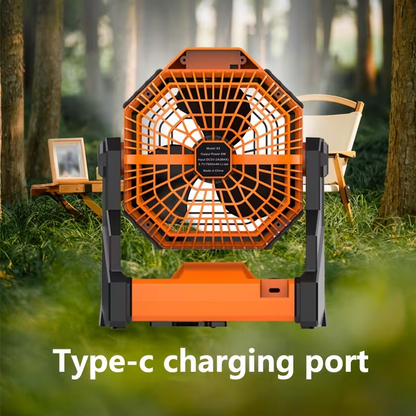 7800mAh Camping Fan – LED Light 270° Adjustable USB Rechargeable
