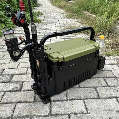 Foldable Fishing Tackle Box & Stool – 2-Layer Storage, 100KG