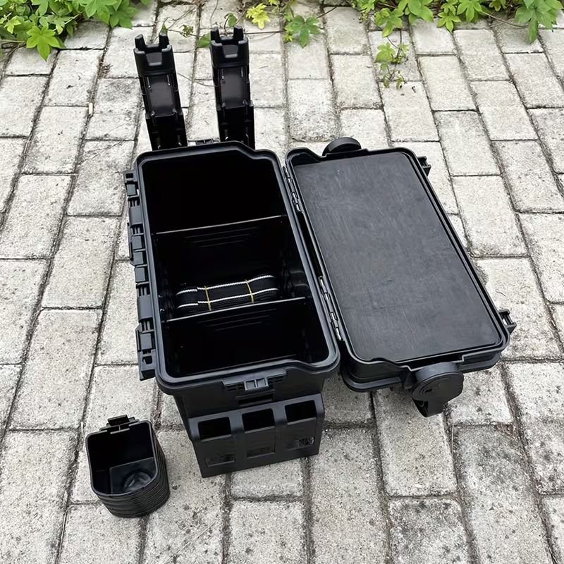 Foldable Fishing Tackle Box & Stool – 2-Layer Storage, 100KG
