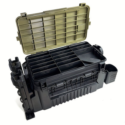 Foldable Fishing Tackle Box & Stool – 2-Layer Storage, 100KG
