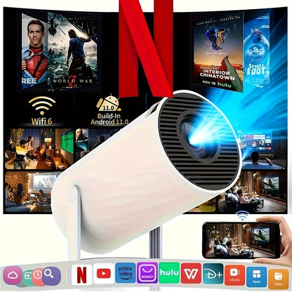 HY300 Pro Portable Mini Projector – 720P/4K, WiFi 6, Android 11