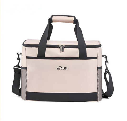 30L Insulated Picnic Cooler Bag – Waterproof, Portable, Beige
