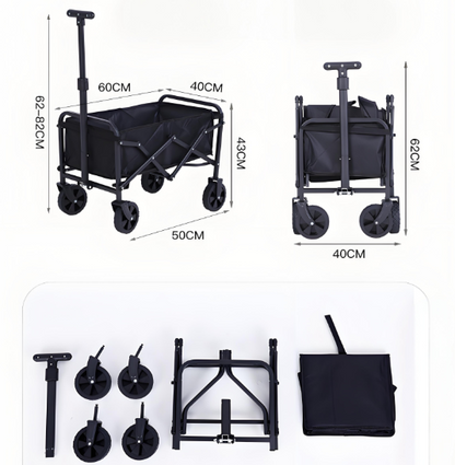 Foldable Camping Wagon with Retractable Handle – Beach Camping & Picnic Cart
