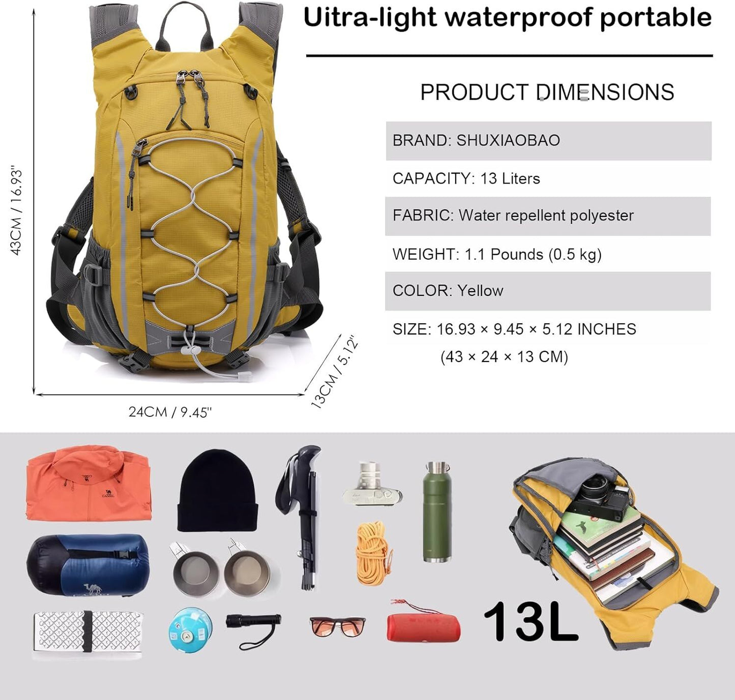 Lightweight Waterproof Daypack – Grey/White