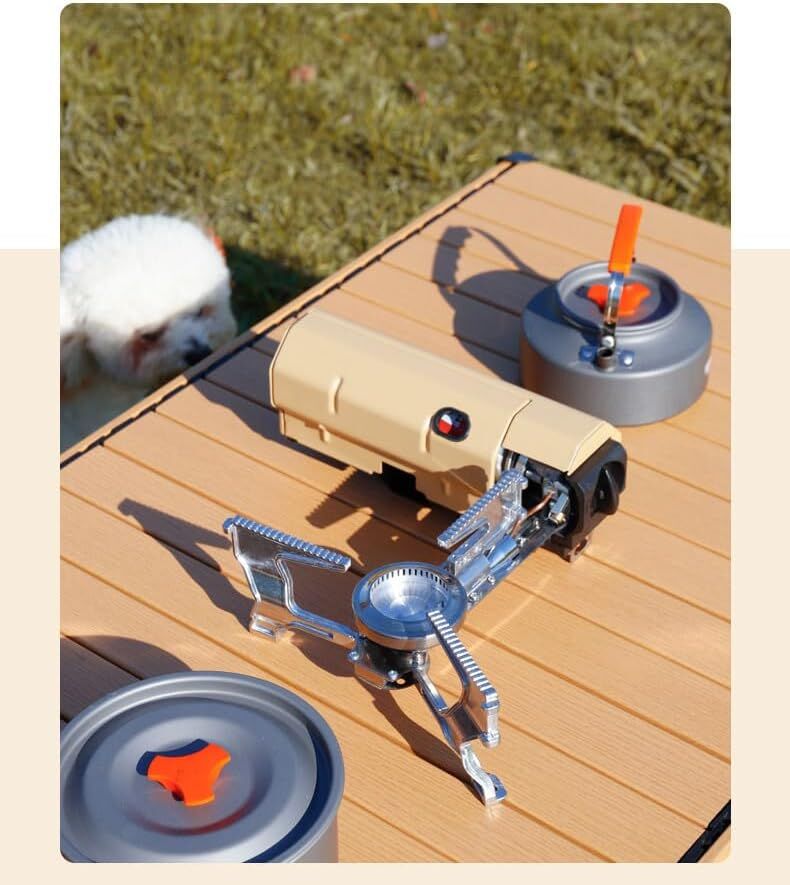 2500W Foldable Butane Camping Stove – Indoor Outdoor Khaki