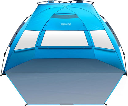 OutdoorMaster XL Pop Up Beach Tent – 3-4 Person UPF50+ Blue