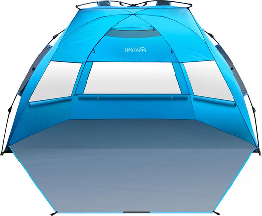 OutdoorMaster XL Pop Up Beach Tent – 3-4 Person UPF50+ Blue