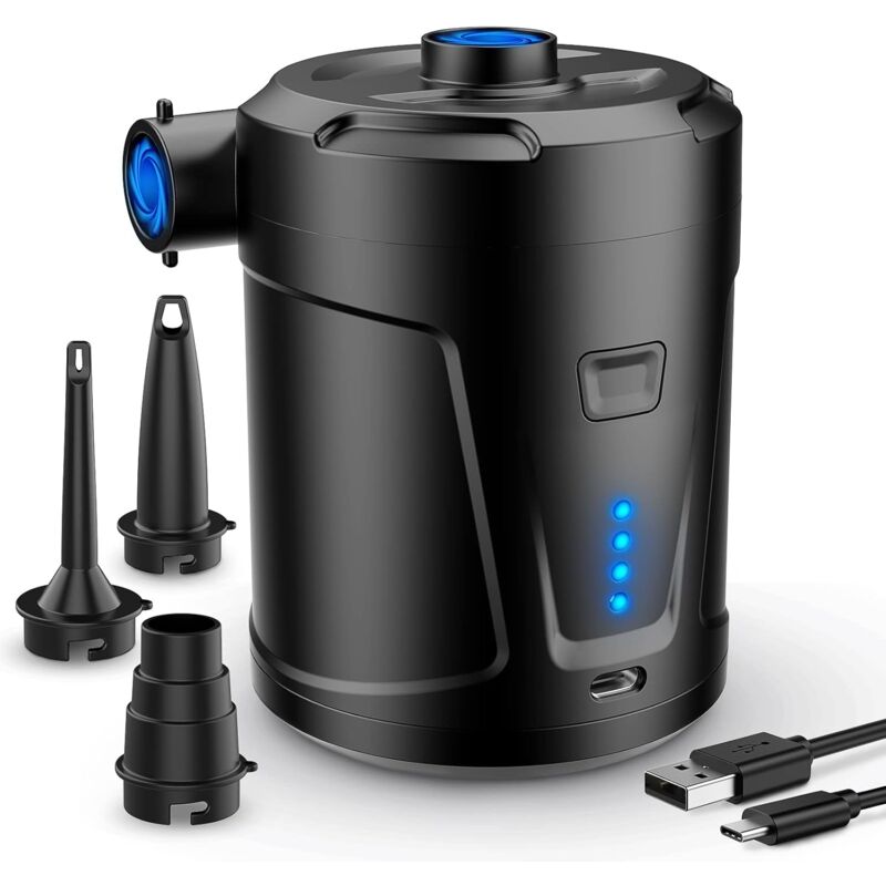 5000mAh Wireless Electric Air Pump – 300L/min 3 Nozzles USB Rechargeable