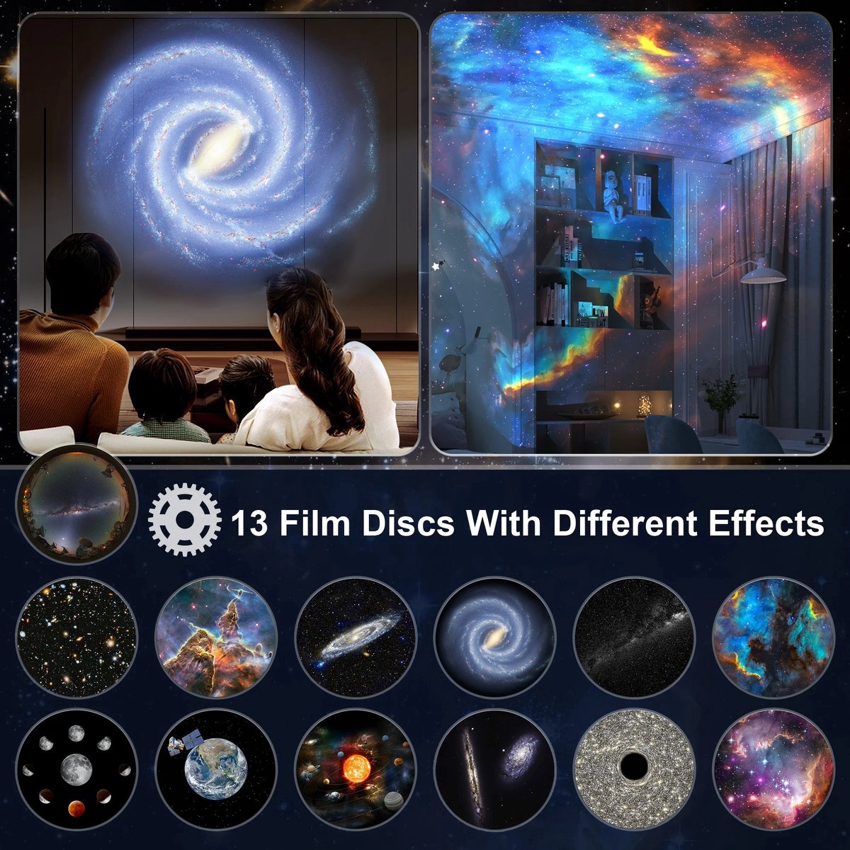 360° Galaxy Night Projector – Solar System, Nebula & Astronaut