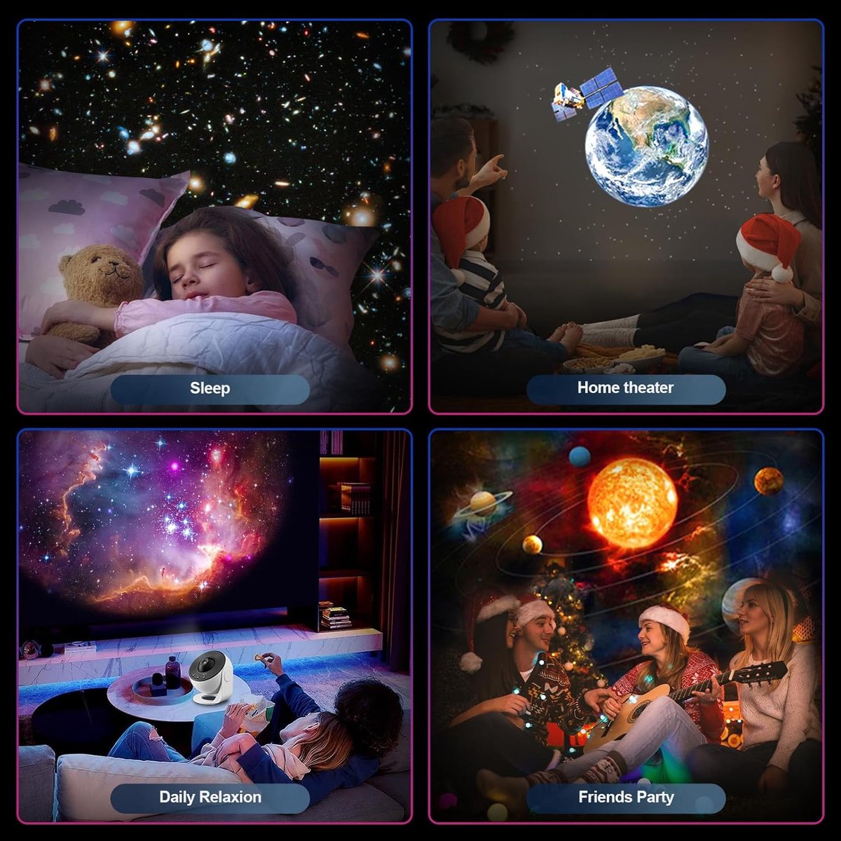 360° Galaxy Night Projector – Solar System, Nebula & Astronaut