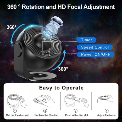360° Galaxy Night Projector – Solar System, Nebula & Astronaut