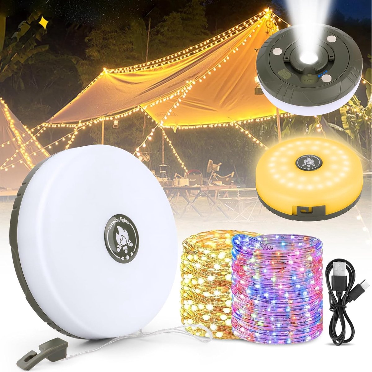 10m LED Camping Light – Built-In Tape Measure 2000mAh Battery
