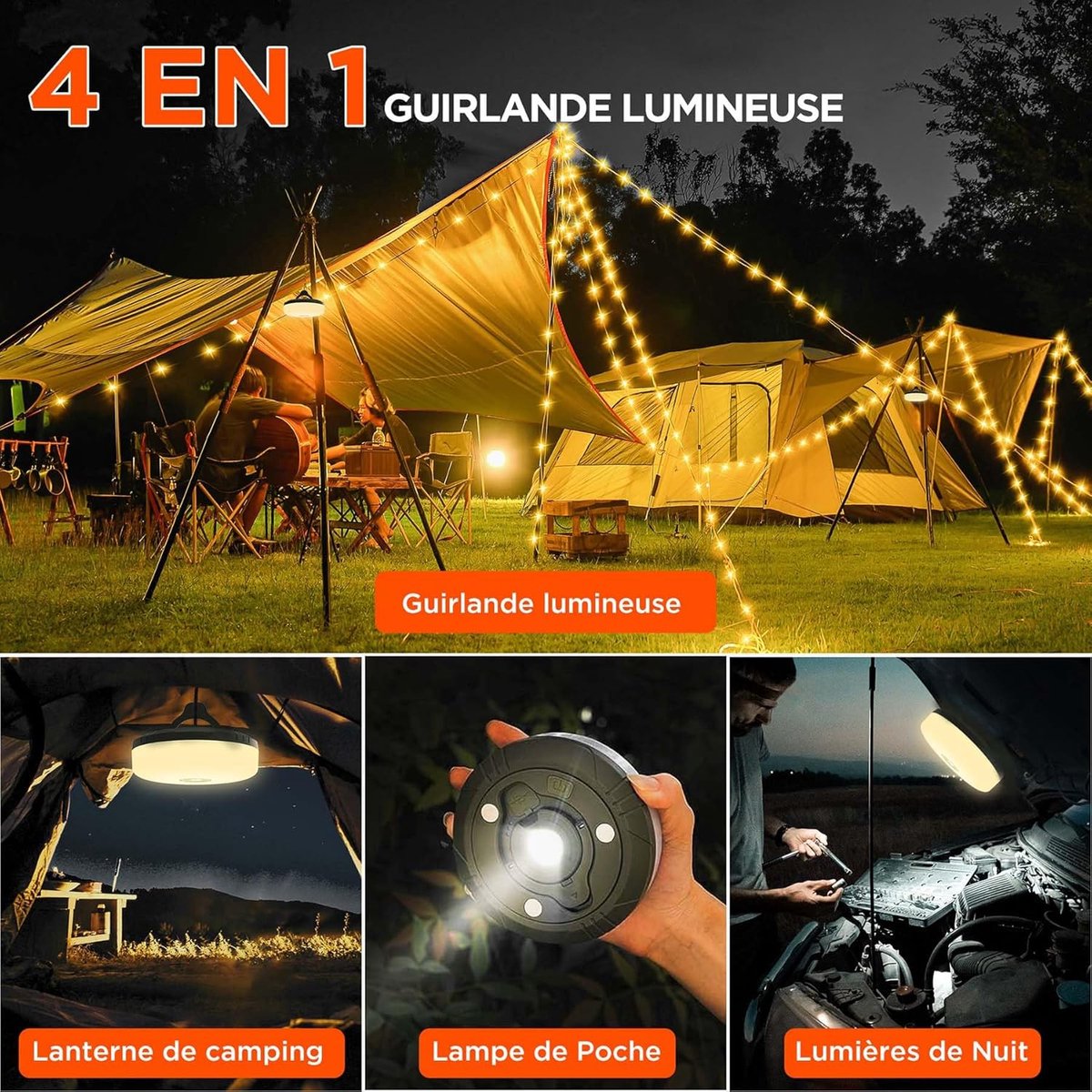10m LED Camping Light – Built-In Tape Measure 2000mAh Battery