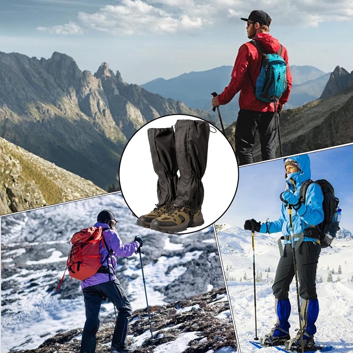 Waterproof Hiking Gaiters – Black