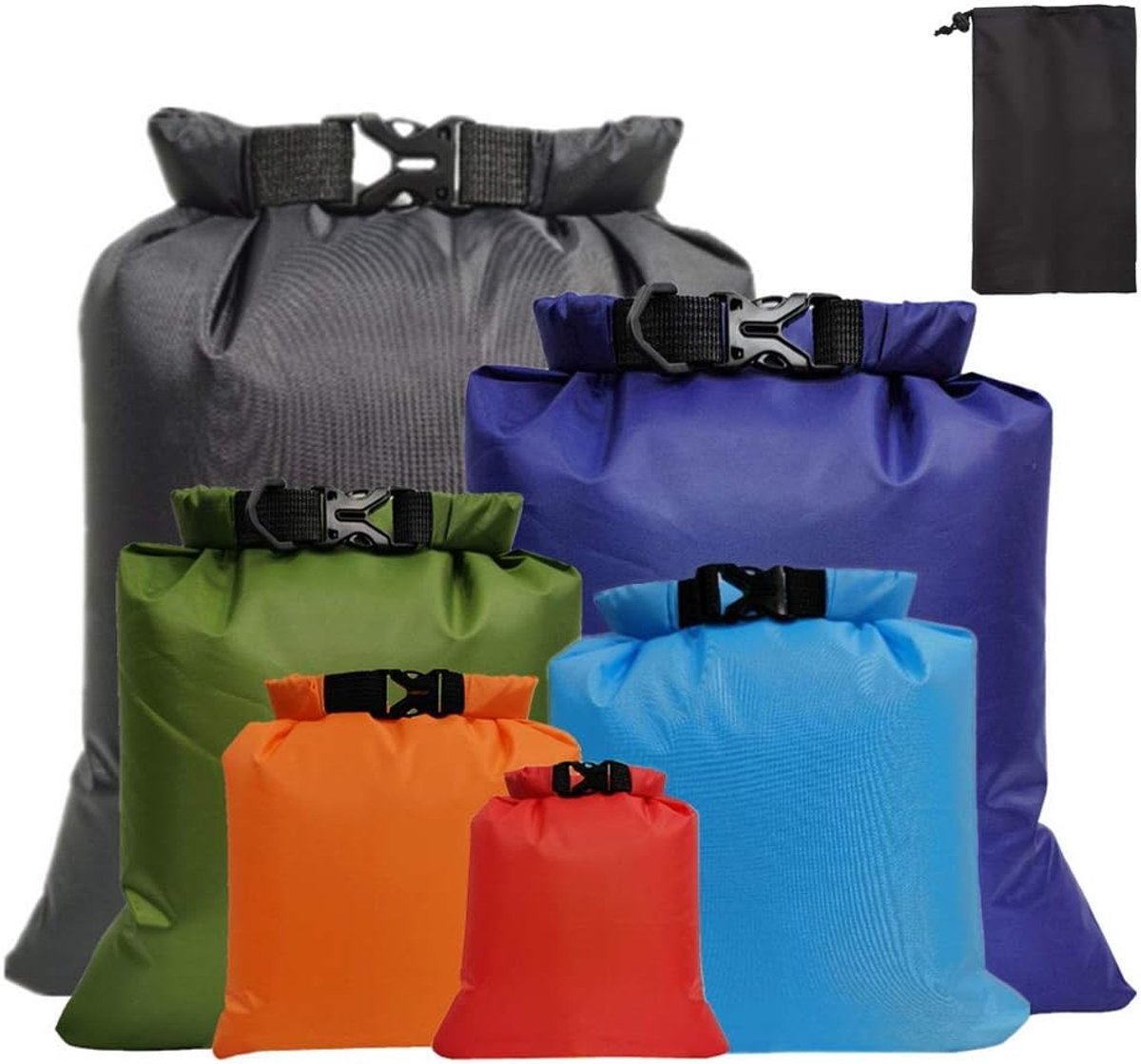6-Piece Waterproof Dry Bag Set – Lightweight Ripstop, Hiking & Kayaking