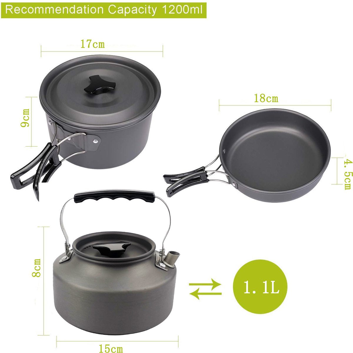 9-Piece Camping Cookware Set – Foldable BPA-Free for 2-3 People