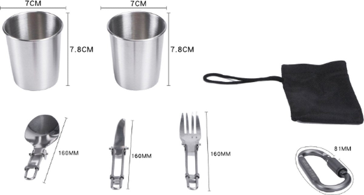 9-Piece Camping Cookware Set – Foldable BPA-Free for 2-3 People
