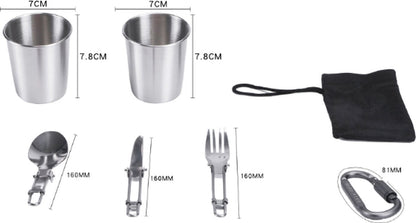 9-Piece Camping Cookware Set – Foldable BPA-Free for 2-3 People