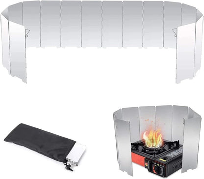 Aluminium Windbreak for Camp Stove – 10-Panel Foldable with Storage Bag
