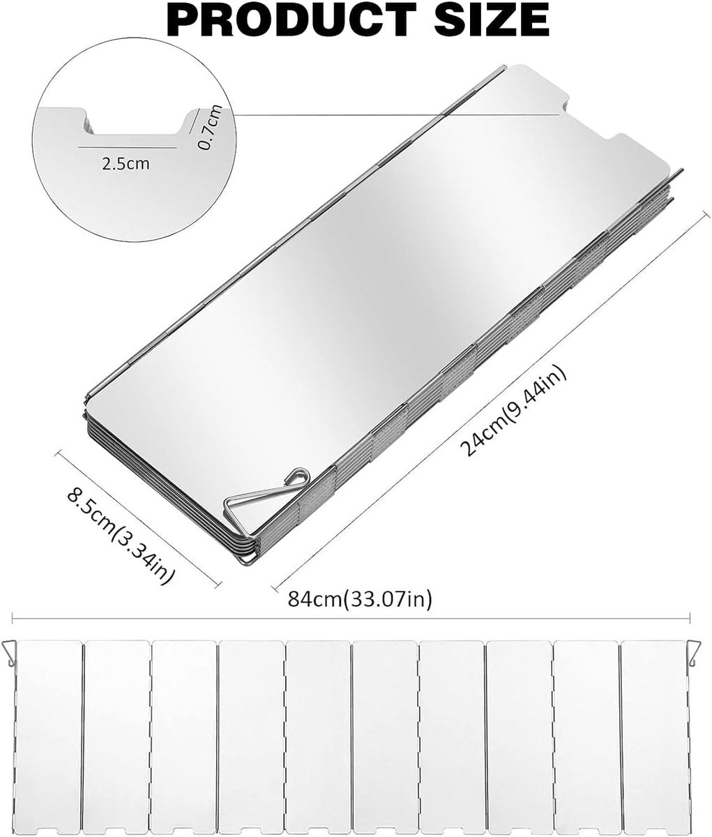 Aluminium Windbreak for Camp Stove – 10-Panel Foldable with Storage Bag