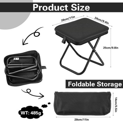 Mini Folding Camping Stool – Lightweight & Portable, Black