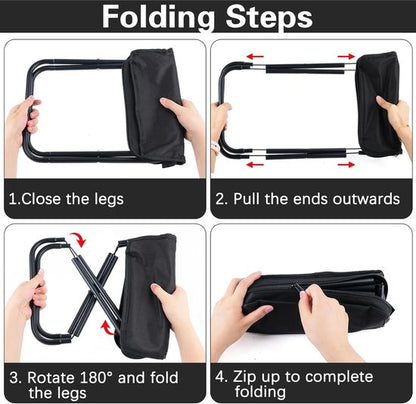 Mini Folding Camping Stool – Lightweight & Portable, Black