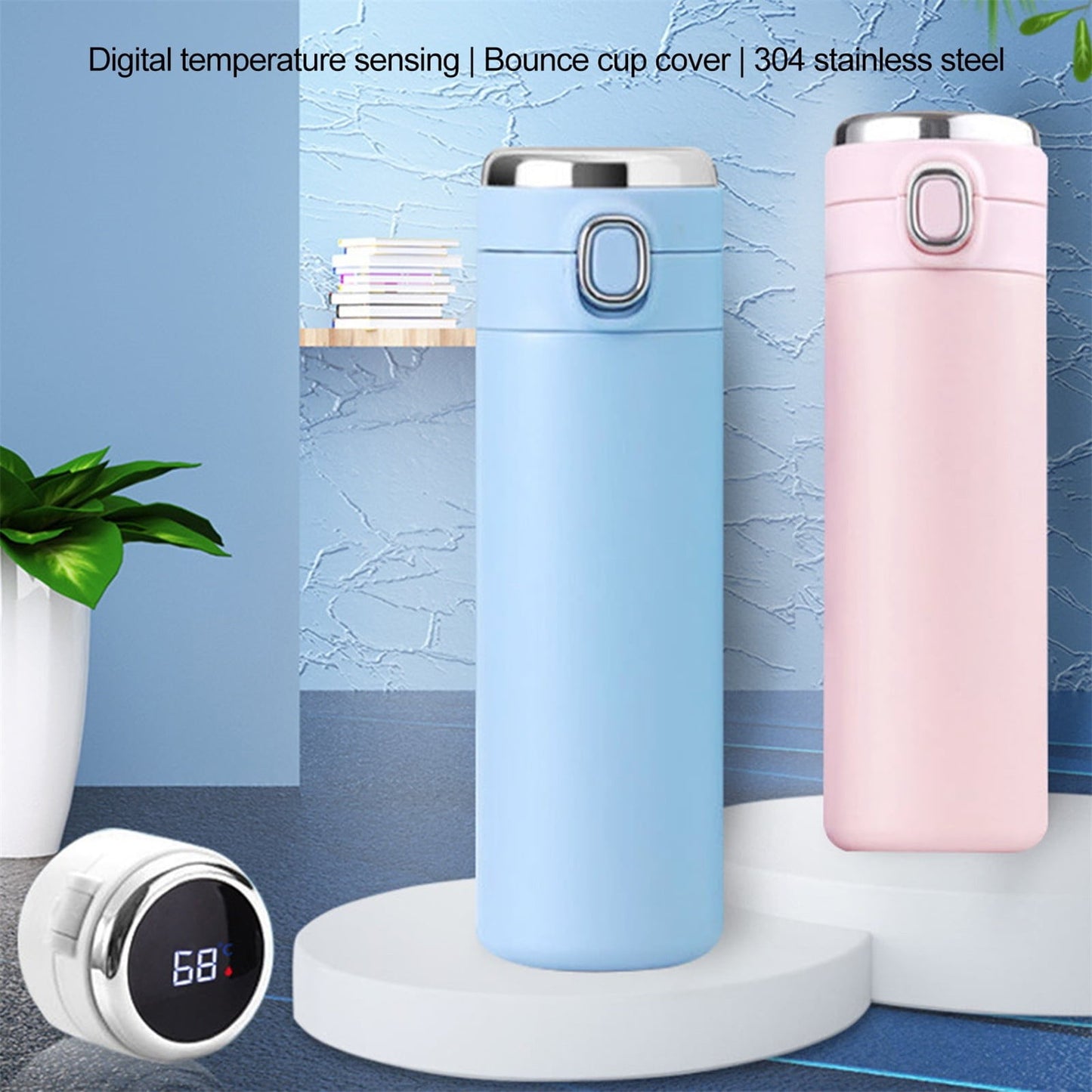 LED Temperature Display Vacuum Flask 350ml – Blue