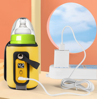 USB Baby Bottle Warmer – 5-Speed Temperature Control, LED Display, Home & Travel